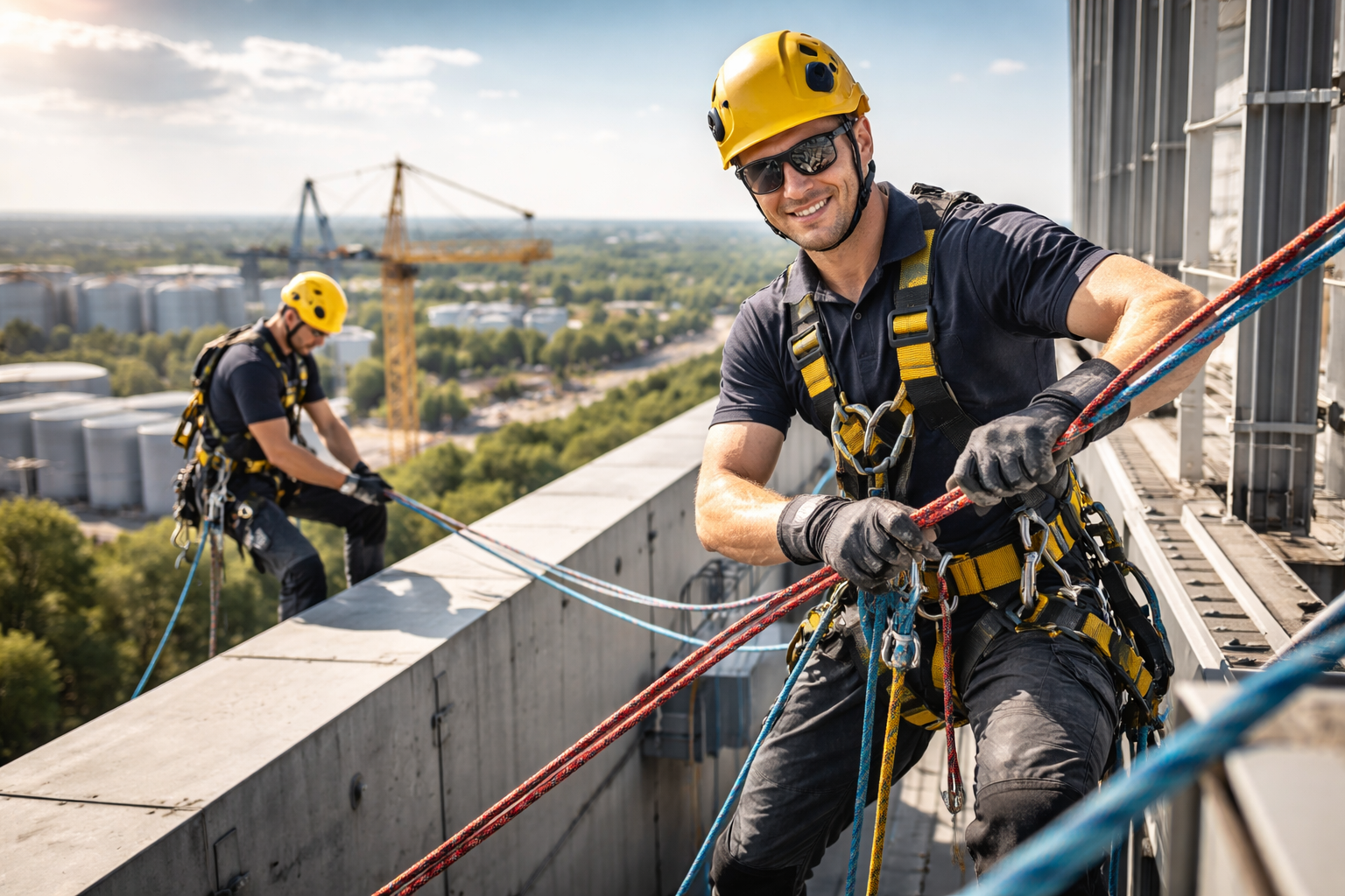Výškový pracovník při práci